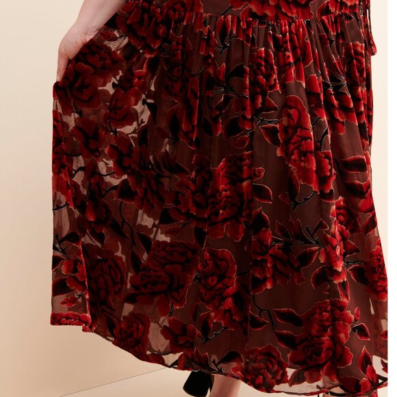new anthropologie hutch floral burnout maxi dress in floral velvet s small - Picture 3 of 3